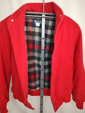 Vtg Woolrich Bomber Jacket Red Wool Blanket Lined Plaid Full Zip Size Small USA