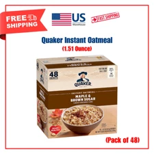 Quaker Instant Oatmeal, Maple & Brown Sugar, Individual Packets, 1.51 Ounce (48)