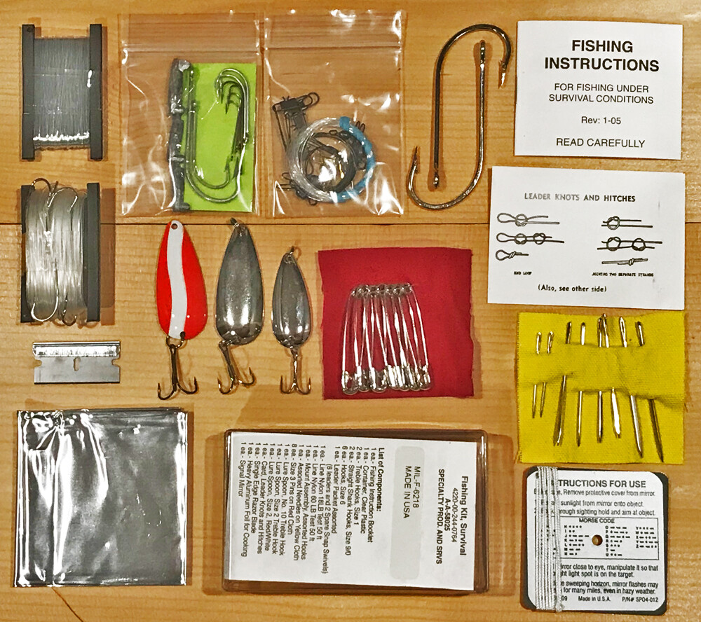 Inmate Fish Kit Fishing Kit Survival MIL-F-6218 USGI SERE Life Raft Fishing Tackle 5col ...