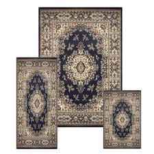 3 Pc. Set Home Dynamix Blues Bordered Floral Medallion Area Rug 7069-300