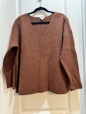 J JILL Vneck Sweater Long Sleeve Large Rust Brown ArmpitTo Armpit 25 Length26