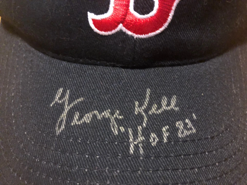 George Kell Firmado Autografiado Medias Rojas de Boston Sombrero Gorra Salón de la Fama (Dec) Campeón de Bateo Foto 2 de 4