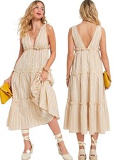 ASOS Striped Tiered Button-down Midi Ruffle Dress - Size 4