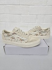 Vans Old Skool Floral White Suide Sneakers Women s 10 Men's 8.5 Lace Up