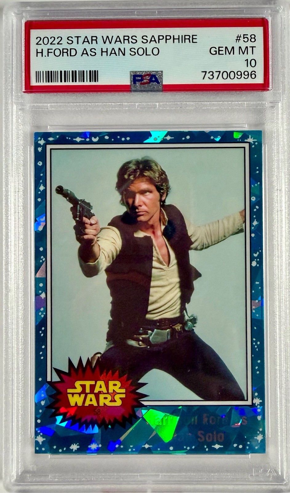2022 Topps Chrome Sapphire Star Wars #58 Harrison Ford as Han Solo PSA 10