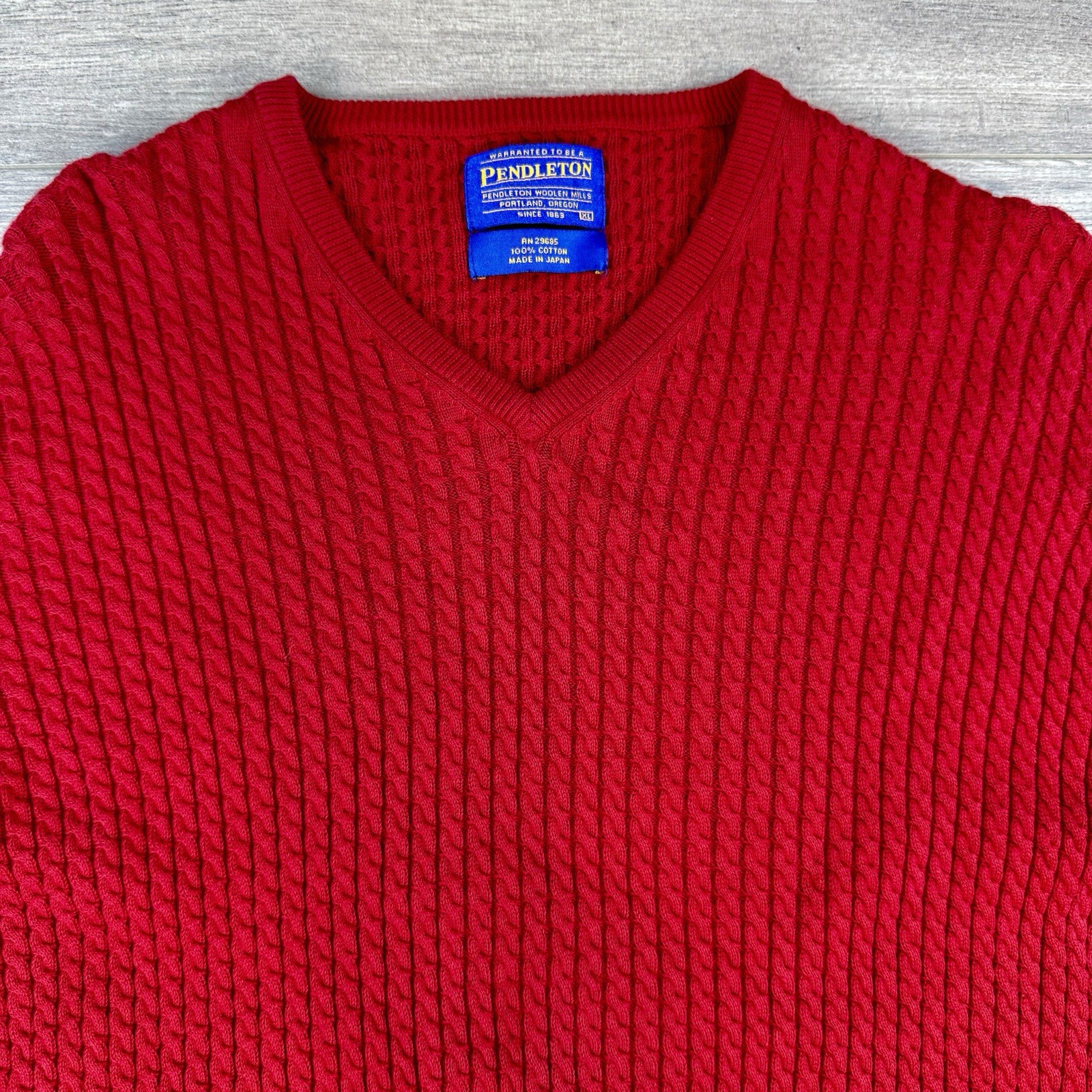 Vtg Pendleton Cable Knit V-Neck Pullover Sweater … - image 3