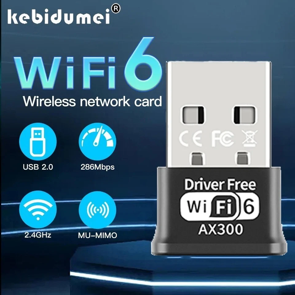 WLAN Stick USB WiFi 6 Adapter 286Mbps Treiberfrei Mini Empfänger für Laptop PC - Bild 2 von 4
