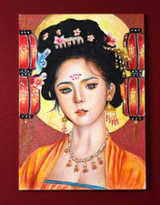 Chinese Goddess Original Sketch Card 1/1 Hand Drawn Oriental Fantasy Art