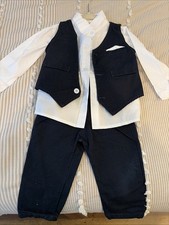 Set of Dark Blue Suit for Toddler. Size 2T It Comes with Pants, Shirt and Vest