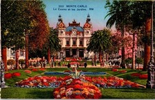 Vintage Monte-Carlo Casino & Gardens Postcard by Rostan & Munier