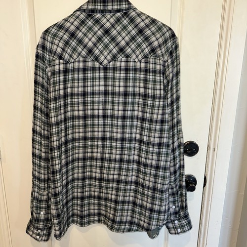 True Religion Shirt Mens 2XL Blue/Green Plaid Western Pearl Snap Modern Cowboy - Picture 7 of 8