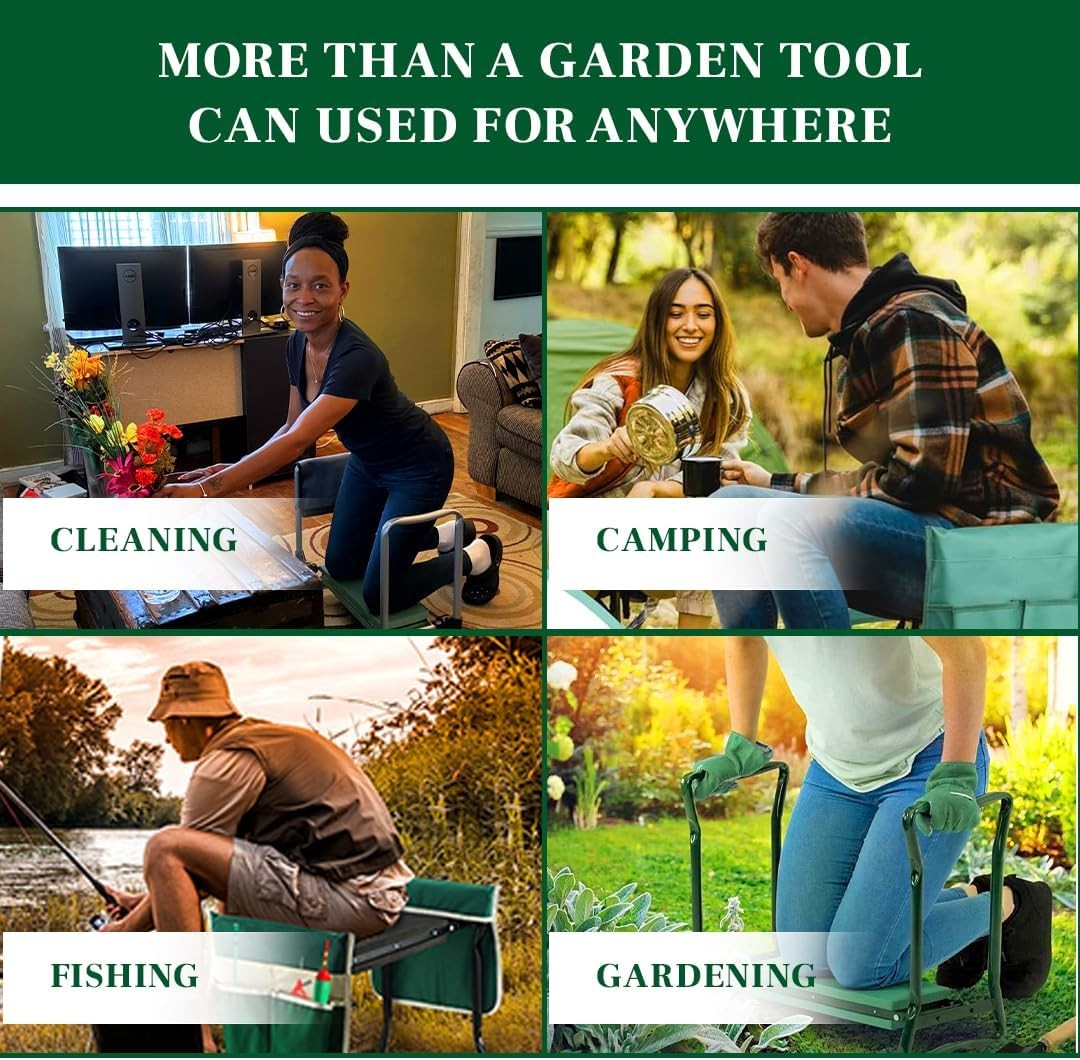 Garden Kneeler and Seat, Foldable Garden Stool Heavy Duty Gardening Bench for Kn