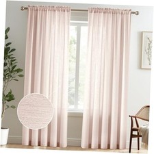 Semi Sheer Curtains 84 Inches Long for 52"W x 84"L Pack of 2 Light Pink