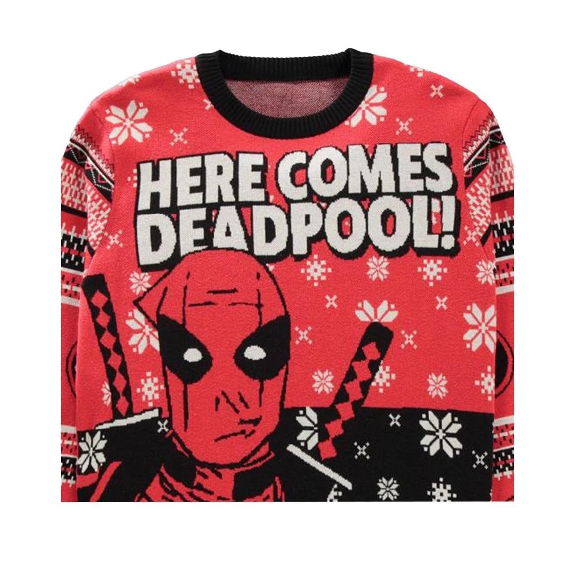 Holiday Ugly Christmas Sweater Marvel Here Comes Deadpool