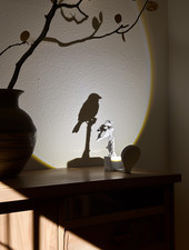 Schattenlampe, Nachtlicht, Lampe, Skulptur, Haussperling, Spatz, Tier, Stadt