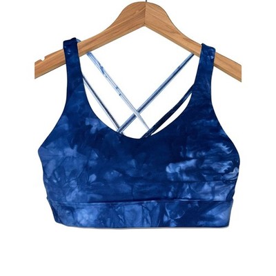 Zyia Active Blue Tie Dye Hendrix Light n Tight Strappy Sports Bra Size XXL