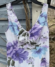 Vintage Katz Women s Nylon Blue Purple Floral Shift Nightgown - Small