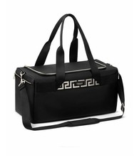 NEW MAN VERSACE FRAGRANCES BLACK SILVER DUFFLE OVERNIGHT WEEKENDER TRAVEL BAG