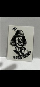 Flatline Corp. Black & White Clown Temporary Tattoo