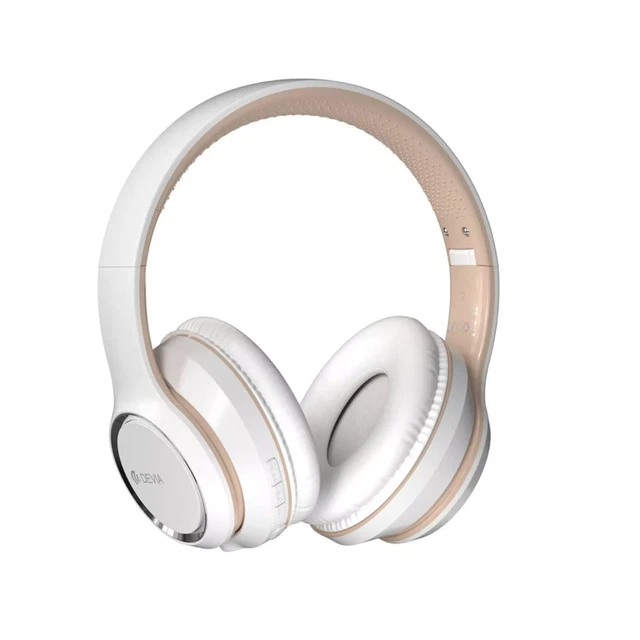 Devia Kintone Foldable On-Ear Wireless HD Headphones Bluetooth White New