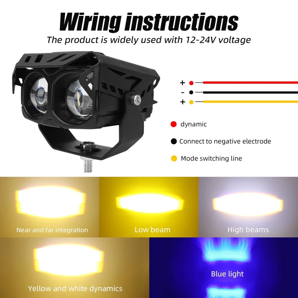 gh Brightness Dual Color LED Spot Light Motorcycle Low Beam for Trucks SUV - Image 3 of 4
