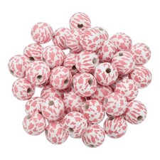 50PCS Wooden Beads, 16mm Cow Leopard Print Wood Beads Loose Spacer Beads, Pink 2