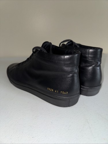 Common Projects Mid schwarze Leder Herrenschuhe Größe 8 Italien 41 1529 Premium gebraucht, in einwandfreiem Zustand - Bild 4 von 9