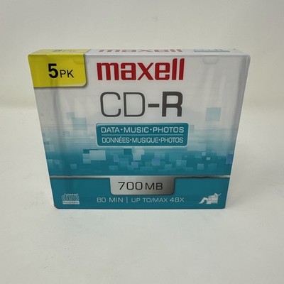 Maxell CD-R Blank Maxdata 80 Min each CDs, 48x max. 700mb  5 Pk - NEW SEALED