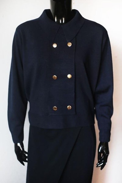 Women Aquascutum Sweater Navy Wool 38 / M / 46