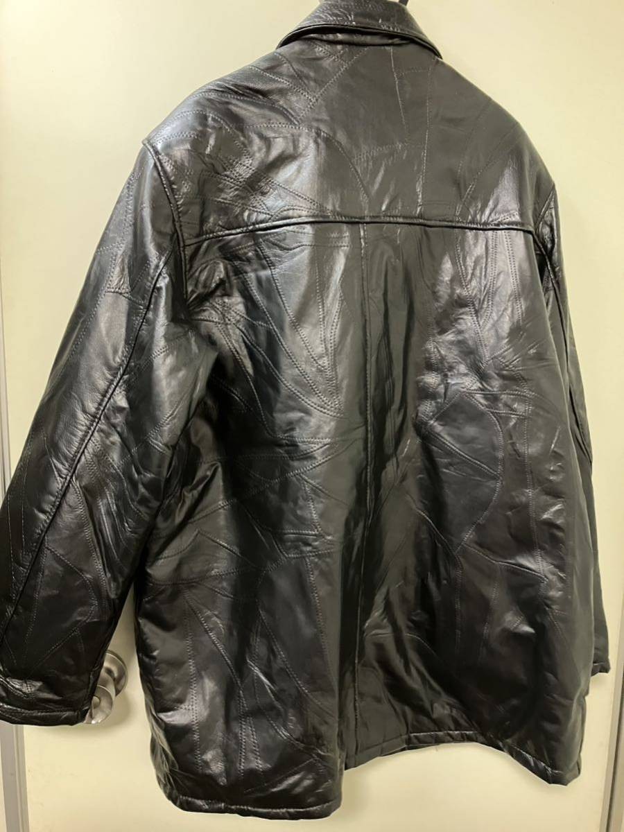 Me3498 sheep leather patchwork leather jacket bla… - image 6