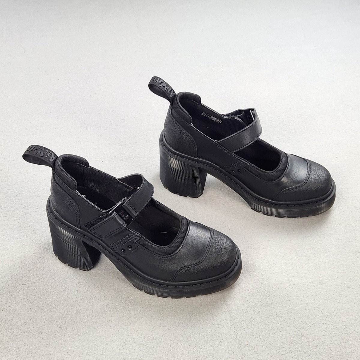 Dr Martens Mary Jane Leather Heeled Shoes Womens 8 Black Eviee
