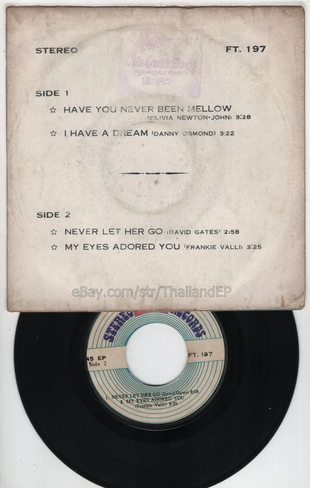 OLIVIA NEWTON-JOHN /DANNY OSMOND /DAVID GATES /FRANKIE VALLI THAI EP 7" THAILAND Foto 3 de 3