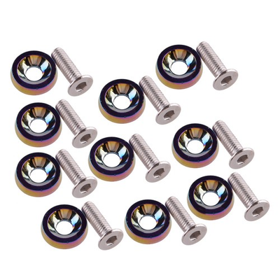 #ad 10x Kit M6 Engine Washer License Bumper Fender Plate Screws Bolt Kit ht 10547 $13.66