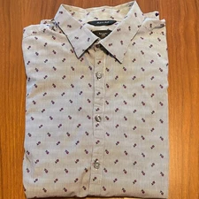 Paul Smith Long Sleeve Striped Dress Shirt Purple Floral Pattern Italy 16.5 42