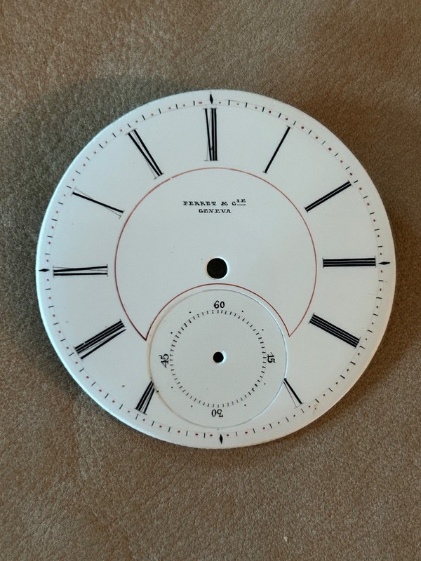 VINTAGE PERRET GENEVA POCKET WATCH DIAL PORCELAIN ORIGINAL  ESTATE-FREE SHIP