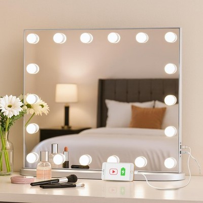Hollywood Glamour Vanity Mirror with 4 Extra Bottom Bulbs | Shadow-Free, Perf...