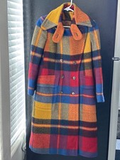 Rare Vintage 1970s Made Italy Daniel Hechter for Kinetic Wool Plaid Coat