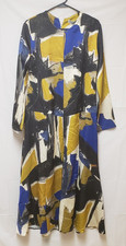 ZARA Women’s Multicolor Abstract Maxi Dress Fit & Flare Long Sleeve Formal Sz M