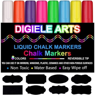 Kreidestifte Kreidemarker 8 Farben trocken nass abwischbar Whiteboard Fenster...