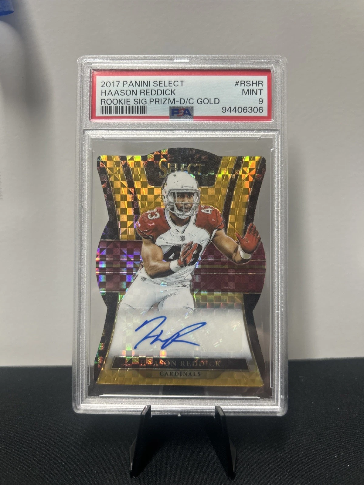 Haason Reddick Panini Select Rookie Signatures Prizm #RSHR Die-Cut Gold