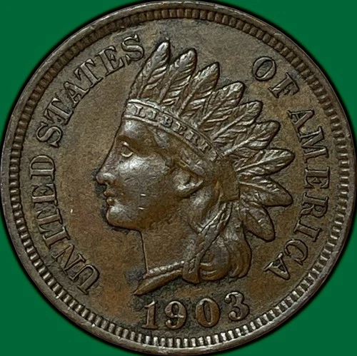 1903 Indian Head Cent Choice Almost Uncirculated AU+ Coin #35268