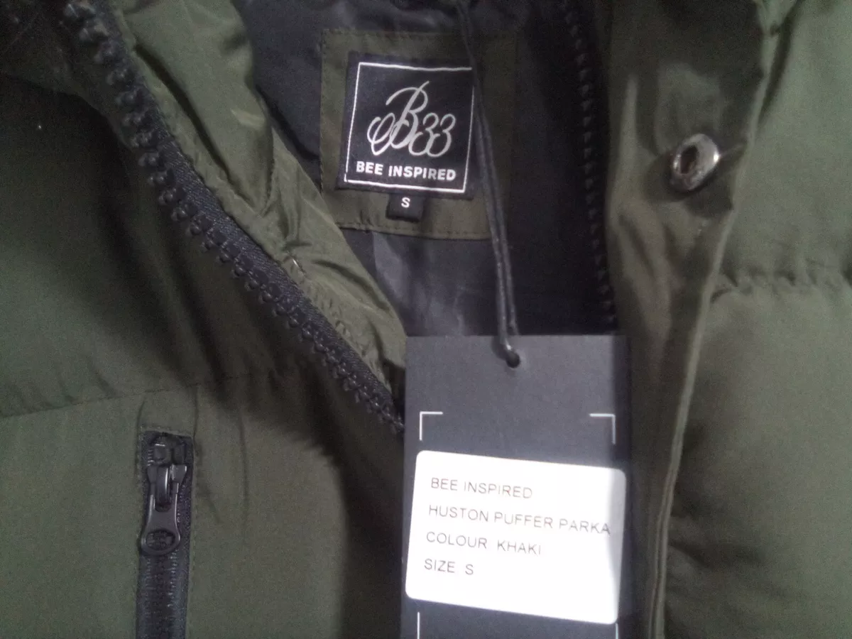BNWT BEE INSPIRED HOUSTON PUFFER PARKA COAT COLOUR KHAKI SIZE