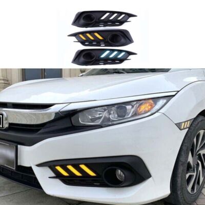 2X Streamer 3-Color For Honda Civic Led DRL Day Running Light Streamer 2016-2018