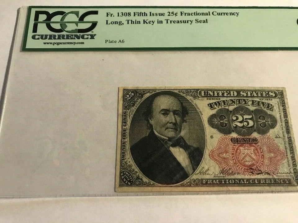 Fr. 1308  25c 5th Issue Fractional Currency Long Thin Key Treasury PCGS 65 PPQ - Image 2 of 4