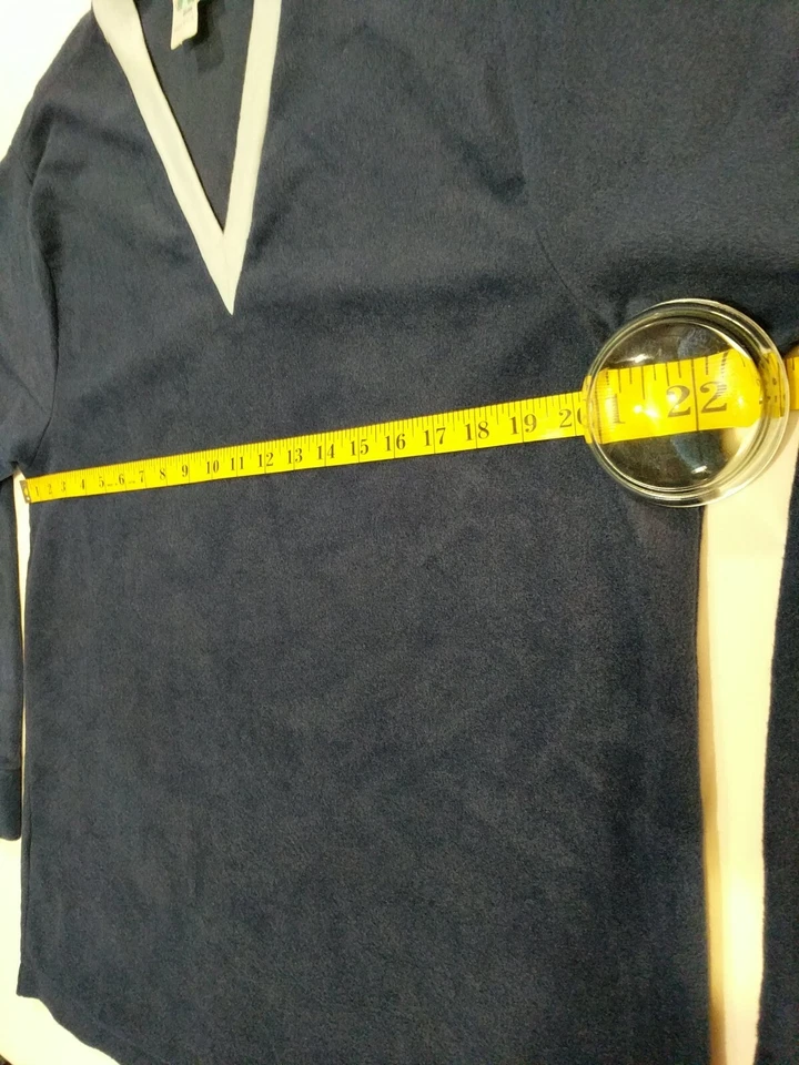 CAMISA TERCIOPELO MANGA LARGA AZUL CUELLO EN V ORO HILOS DORADOS AÑOS 70 NUEVA CON ETIQUETAS TALLA XL EE. UU. Foto 2 de 4