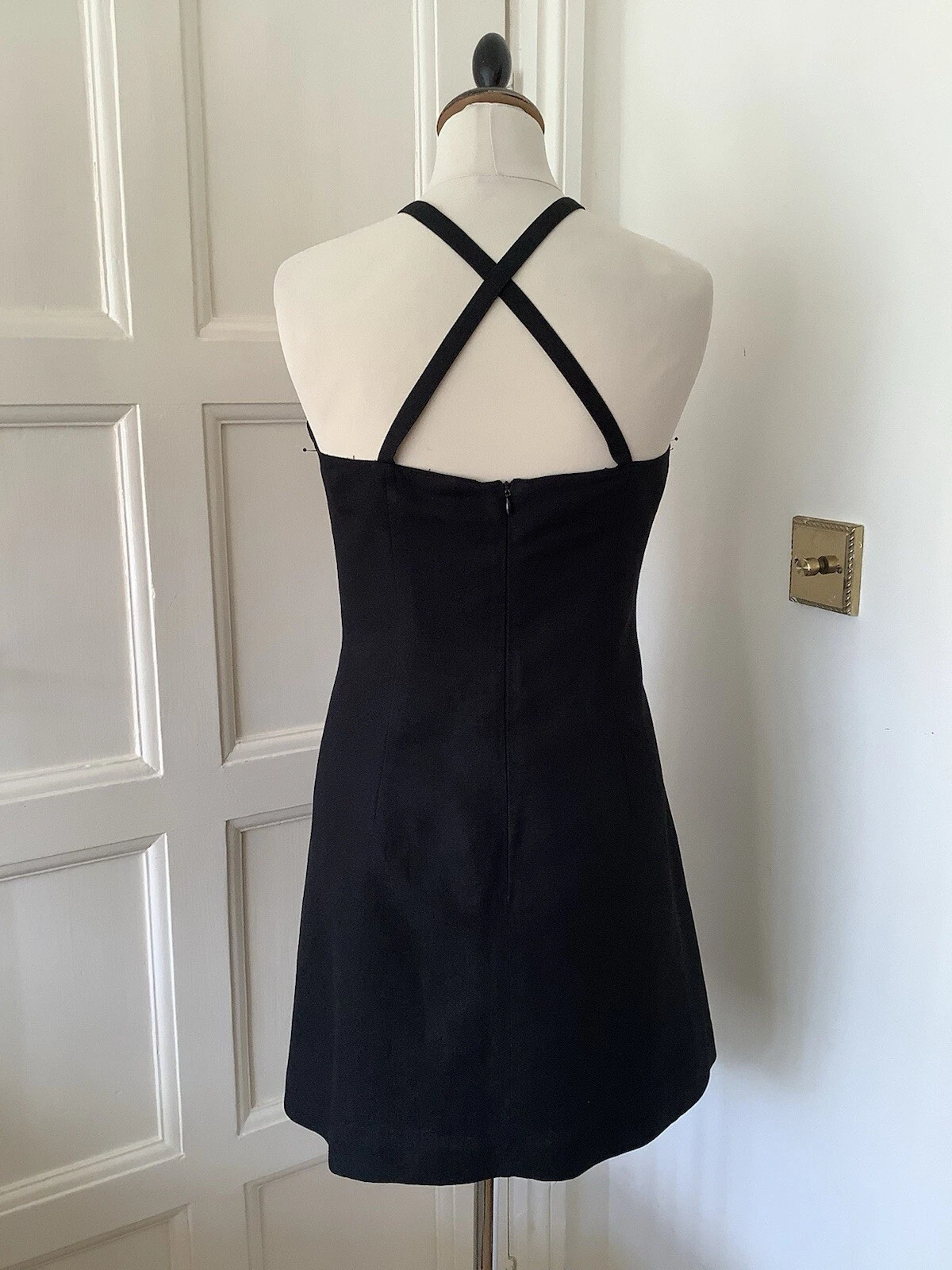 Abito vintage Versace Couture Italia vintage anni 90 Y2K nero con spalline 46 12 14