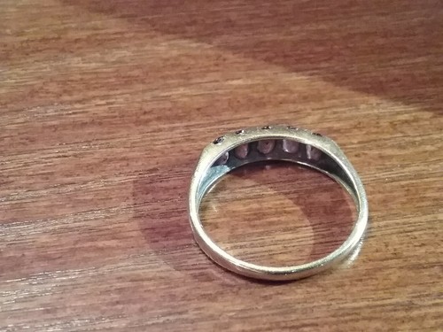 Estate Rhodelite Garnet 10k Yellow Gold Band Ring Size 9 - Picture 4 of 4