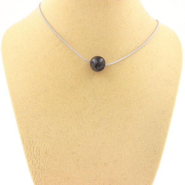Steine Und Mineralien. Halskette 1 Perle Labradorit 8 Mm. Kette Aus Edelstahl-image