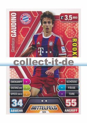 Match Attax Extra 14/15 - 524 - Gianluca GAUDINO- Rookie
