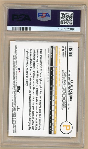 Paul Skenes - 2024 Topps Update - Rookie #US100 - Rainbow Foil - PSA 10 GEM - Picture 2 of 2
